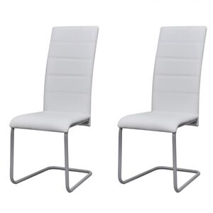 vidaXL Sillas de comedor voladizas 2 unidades cuero sint&eacute;tico blanco