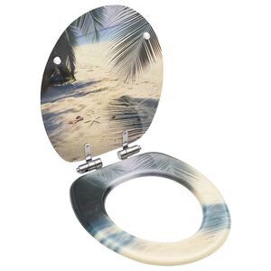 vidaXL Tapa de v&aacute;ter WC de cierre suave MDF dise&ntilde;o de playa