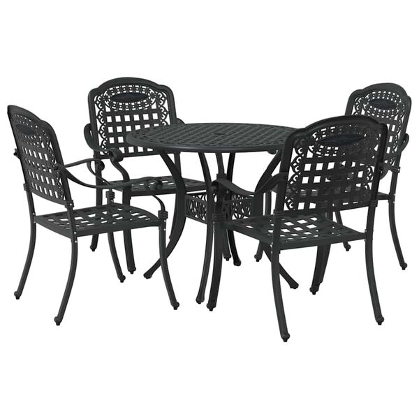 vidaXL Conjunto de Comedor de Jard&iacute;n 5 pcs Negro Aluminio
