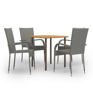 vidaXL Set de muebles de comedor de jardín 5 piezas ratán PE gris
