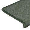 vidaXL Alfombrillas para escaleras 15 unidades 65x21x4 cm Verde oscuro Borde rectangular
