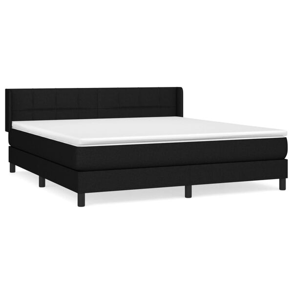 vidaXL Cama box spring con colch&oacute;n tela negro 160x200 cm