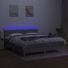 vidaXL Cama box spring con colch&oacute;n tela y LED gris claro 180x200 cm