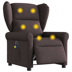 vidaXL Sill&oacute;n reclinable de masaje el&eacute;ctrico tela marr&oacute;n oscuro