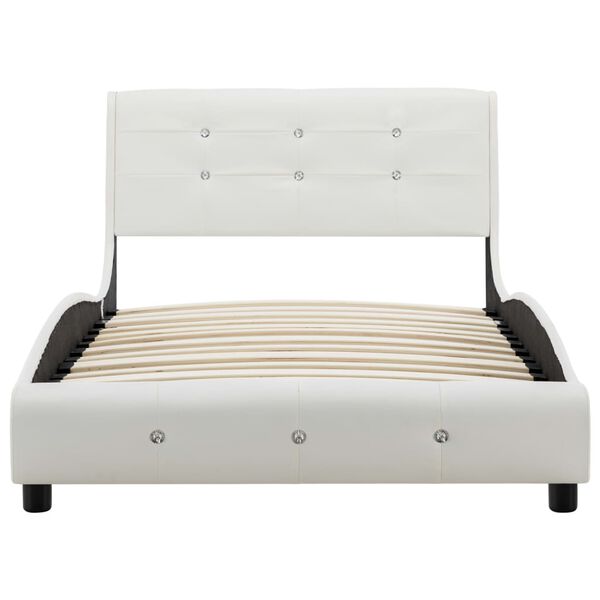 vidaXL Estructura de cama sin colchón cuero sintético blanco 90x200 cm