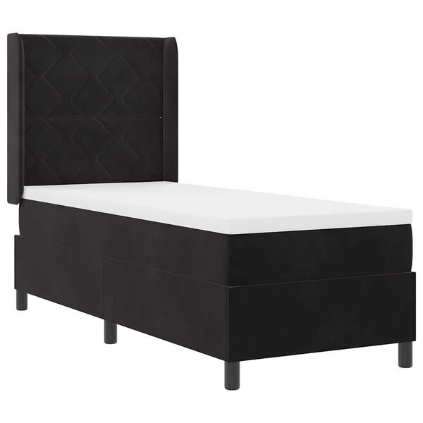 vidaXL Cama tipo Box Spring con colch&oacute;n Negro 80 x 200 cm Terciopelo