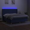 vidaXL Cama box spring colch&oacute;n y luces LED tela azul 180x200 cm