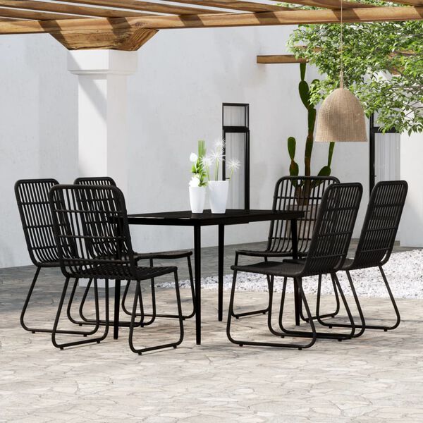 vidaXL Juego de comedor de jard&iacute;n 7 piezas negro