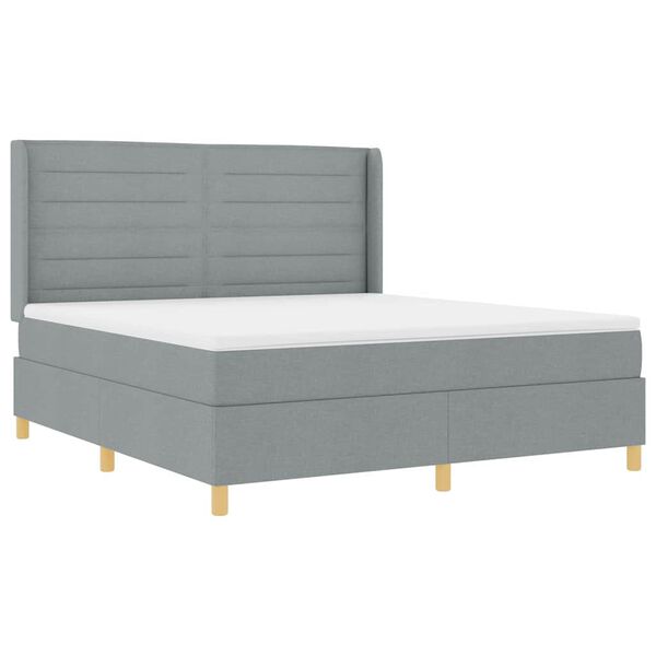 vidaXL Cama tipo Box Spring con colch&oacute;n Gris Claro 180 x 200 cm tela