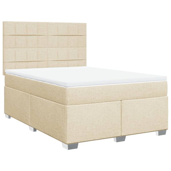 vidaXL Cama box spring con colch&oacute;n tela color crema 140x190 cm