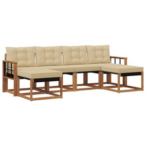 vidaXL Conjunto de sof&aacute;s de exterior con coj&iacute;n 6 pcs Natural y Beige