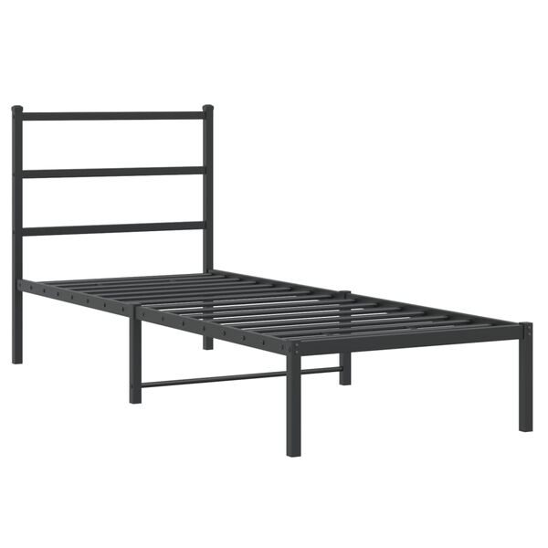 vidaXL Estructura cama sin colch&oacute;n con cabecero metal negro 75x190 cm