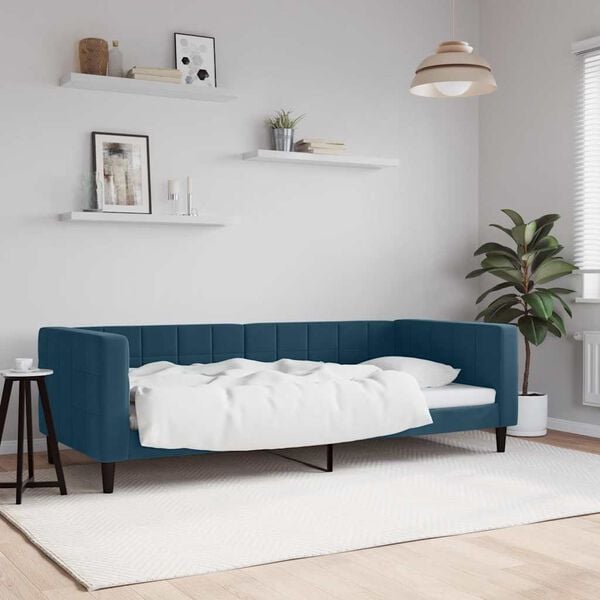 vidaXL Sof&aacute; cama sin colch&oacute;n terciopelo azul 90x200 cm