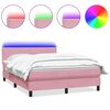 vidaXL Cama box spring con colch&oacute;n y LED terciopelo rosa 160x220 cm