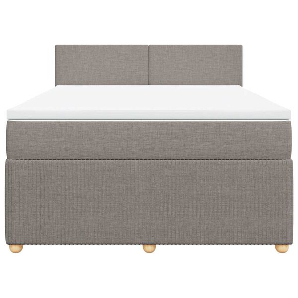 vidaXL Cama box spring con colch&oacute;n tela gris taupe 160x200 cm