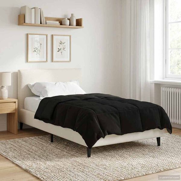 vidaXL Edred&oacute;n de Todo el A&ntilde;o Acolchado Negro 135 x 220 cm Microfibra