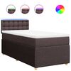 vidaXL Cama box spring con colch&oacute;n tela marr&oacute;n oscuro 90x200 cm