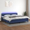 vidaXL Cama box spring colch&oacute;n y luces LED tela azul 200x200 cm