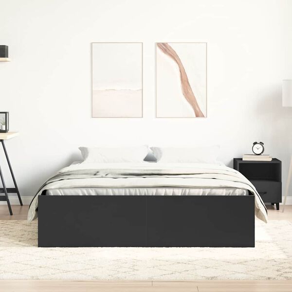 vidaXL Estructura de cama doble peque&ntilde;a sin colch&oacute;n negro 120x190 cm