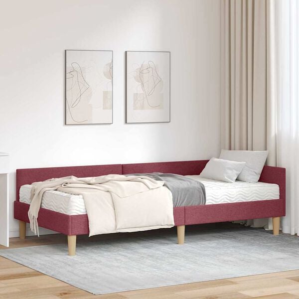 vidaXL Estructura de Cama Esquina con Colch&oacute;n 2 pcs Gris tela