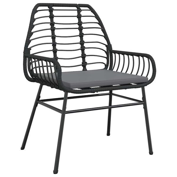 vidaXL Set comedor jardín 3 pzas cojines ratán sintético vidrio negro