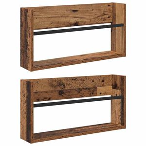 vidaXL Estante de revistas 2 pcs Madera vieja 60 x 12 x 30 cm