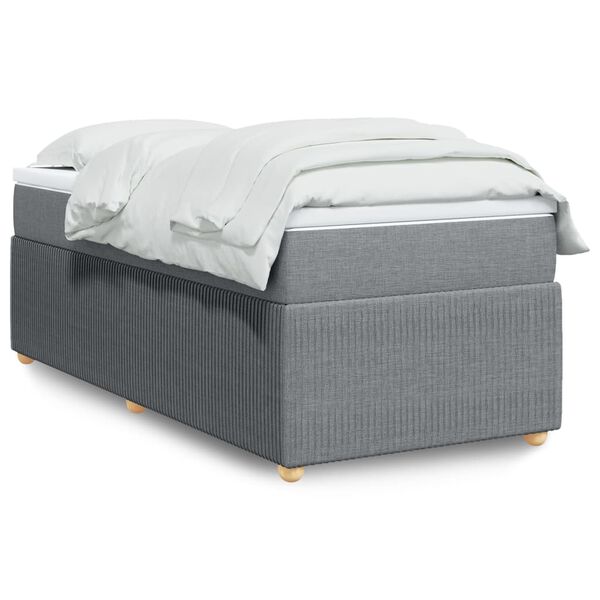 vidaXL Cama box spring con colch&oacute;n tela gris claro 80x200 cm