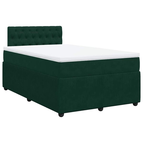 vidaXL Cama box spring con colch&oacute;n terciopelo verde oscuro 120x190 cm