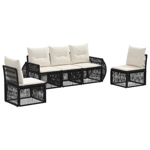 vidaXL Conjunto de sof&aacute;s de jard&iacute;n 5 uds. Negro y Blanco Crema