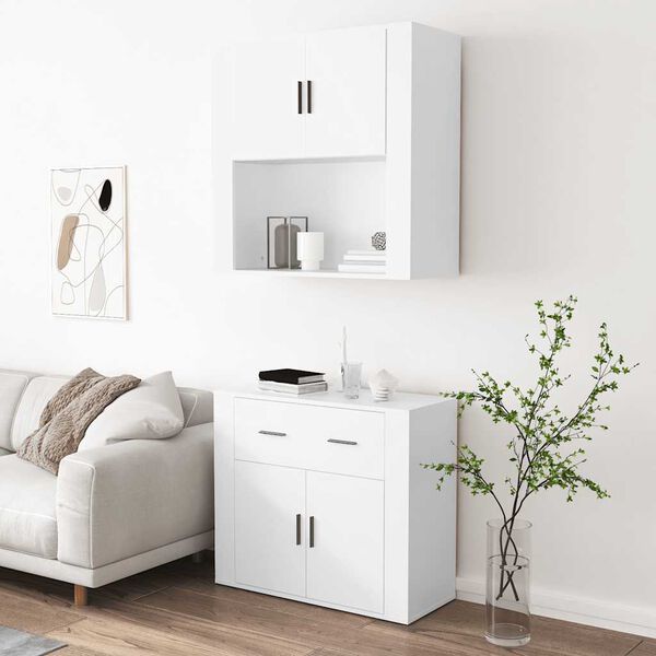 vidaXL Aparador alto madera contrachapada blanco