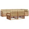 vidaXL Conjunto de sof&aacute;s de exterior con coj&iacute;n 7 pcs Natural y Beige