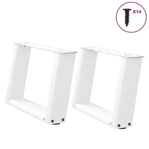 vidaXL Patas para mesa de centro en forma de U (2 unidades), color blanco, 40 x (30-31) cm, acero