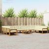 vidaXL Conjunto de sof&aacute;s de exterior con coj&iacute;n 11 pcs Natural y Crema