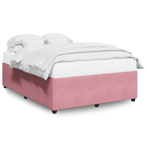 vidaXL Estructura de cama sin colch&oacute;n terciopelo rosa 140x190 cm