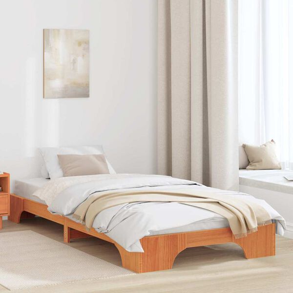vidaXL Estructura de cama Marr&oacute;n cera 90 x 190 cm