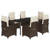 vidaXL Set comedor de jard&iacute;n 7 pzas con cojines rat&aacute;n sint&eacute;tico marr&oacute;n
