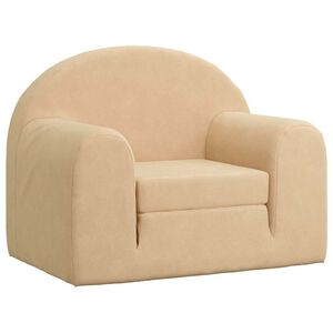 vidaXL Sof&aacute; cama infantil de felpa suave color crema