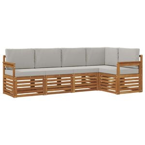 vidaXL Conjunto de Sof&aacute; Seccional con coj&iacute;n 5 pcs Gris Natural y Claro