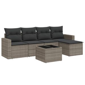 vidaXL Set de muebles de jardín 6 pzas y cojines ratán sintético gris