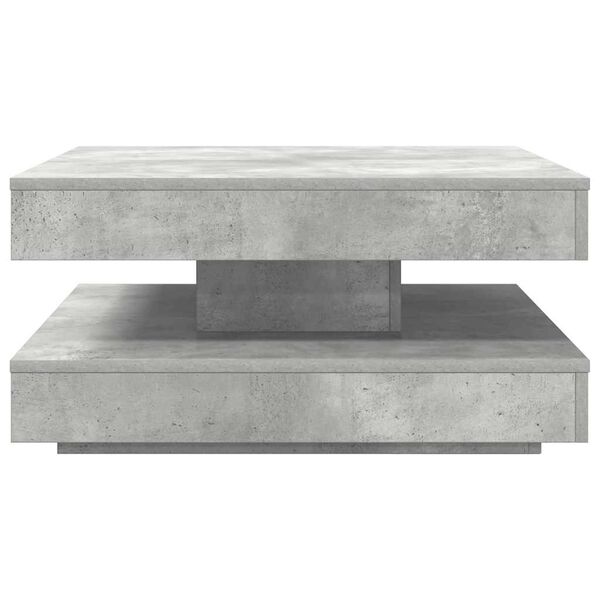 vidaXL Mesa de centro giratoria 360 grados gris hormig&oacute;n 70x70x34,5 cm