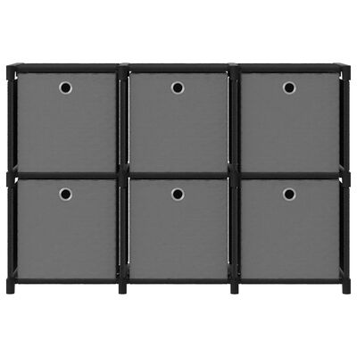 vidaXL Estantería de 6 cubos con cajas de tela negro 103x30x72,5 cm