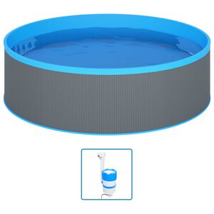 vidaXL Piscina de chapoteo con skimmer colgante y bomba 350x90 cm gris