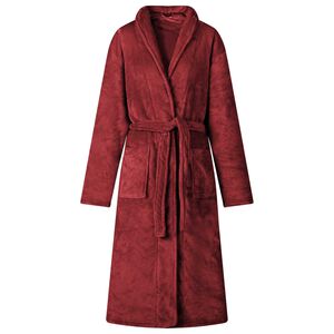vidaXL Bata sin capucha Rojo Burdeos s Franela