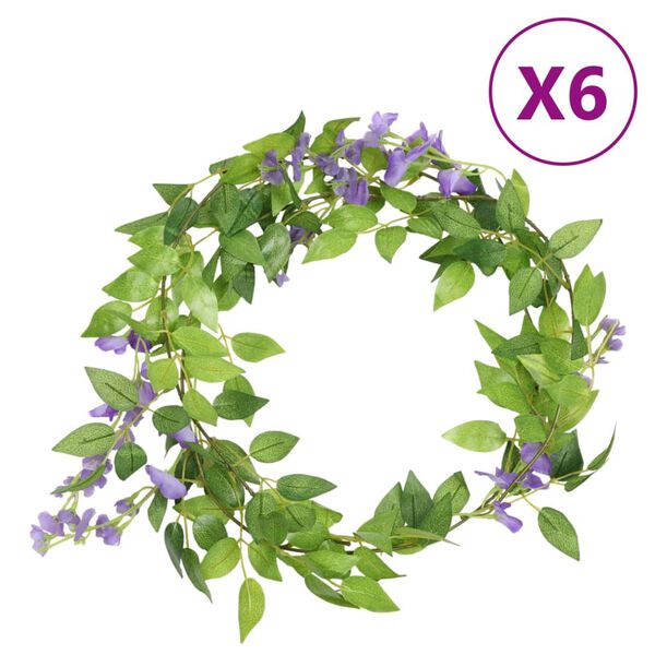 vidaXL Guirnaldas de flores 6 uds morado 200 cm