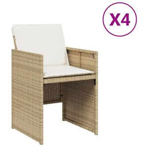 vidaXL Sillas de jard&iacute;n con cojines 4 uds rat&aacute;n sint&eacute;tico beige