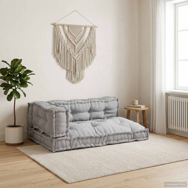 vidaXL Coj&iacute;n para Sof&aacute; Pallet 3 pcs Gris 120 x 80 x 38 cm tela