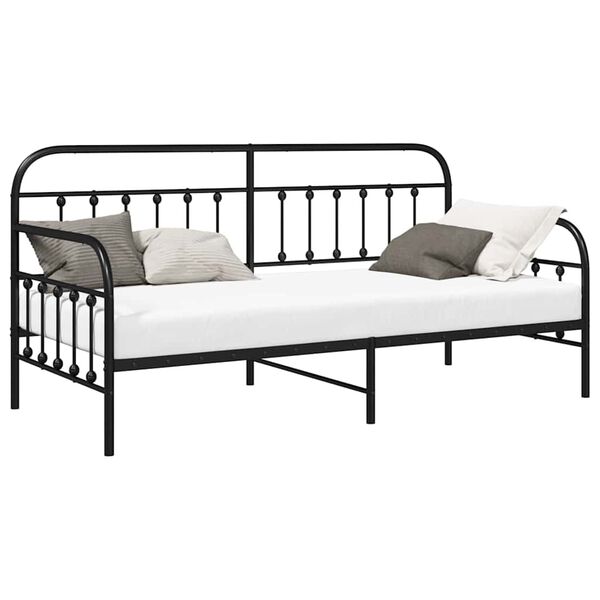 vidaXL Estructura de cama de día con cabecera Negro 107 x 203 cm Acero