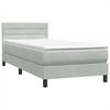 vidaXL Cama box spring con colch&oacute;n y LED terciopelo gris claro 90x210 cm