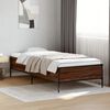 vidaXL Estructura cama madera ingenier&iacute;a metal marr&oacute;n roble 90x190 cm