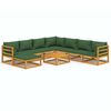 vidaXL Juego muebles de jard&iacute;n 9 piezas madera maciza y cojines verdes